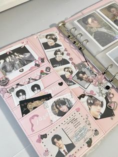 a pink binder with pictures and photos on it