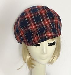 Plaid Newsboy Cap Classic Adjustable Cloche Hat Flat Cap, Adjustable Flat Cap For Fall, Adjustable Plaid Cap, Plaid Cap One Size Fits Most, Adjustable Visor Hat For Fall, Red Brimmed Costume Hat One Size, Red Classic Flat Cap, Red Adjustable Winter Beret, Adjustable Red Winter Beret