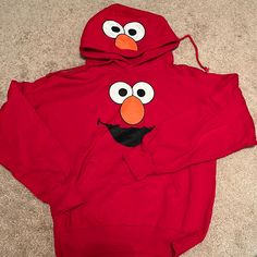 Nwt Elmo Size Small Red Hoodie Fun Hoodie Sweatshirt With Drawstring Hood, Fun Hooded Sweatshirt With Drawstring Hood, Playful Crew Neck Hoodie For Winter, Fun Winter Hoodie Top, Fun Cotton Hoodie, Fun Winter Hoodie With Drawstring Hood, Fun Sweatshirt With Drawstring Hood, Winter Fun Long Sleeve Hoodie, Casual Red Hoodie For Halloween