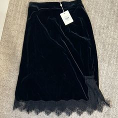 Nwt Velvet Lace Skirt Black Velvet Skirt, Velvet Skirt, Velvet Lace, Shorts With Tights, Bottom Clothes, Skirt Pants, Black Velvet, Lace Skirt, Womens Skirt