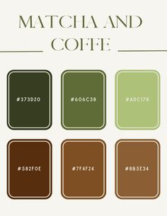 the match and coffee logo is shown in four different colors, including brown, green, and