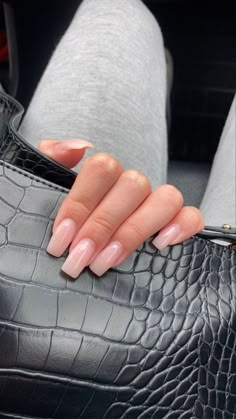 6 gel polish colors of 0.25 fl.oz (7.3ml) each. Basic gel nail set to enjoy the nail art from the comfort of your own home! photo from @alishaj4far nails, nail inspo, nail inspiration, gel polish, acrylics, nails acrylic, january nails, classy baddie nails, coffin shape nails, nail ideas, january nail designs, valentines day nails, coquette nails, aesthetic nails, nude nails, pink nails, black purse, black leather purse *this post contains an affiliate link* Clean Nails Look Square, Rounded Square Nails Long, Basic Acrylic Nails Square Medium, Light Pink Rectangle Nails, Long Square Oval Nails, Proposal Nails Square, Minimalist Nails Square Medium, Simple Square Nails Medium, Acrylic Nail Tapered Square