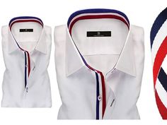 The men's designer White Ribbon Collar Regular Fit formal shirt is available in long sleeves, double button cuffs and contrast fabric lining at collar. We added Blue, White and Red contrast fabric to our shirts, to make it appealing and ideal choice for fashion lovers. This shirt is made of 100% cotton, hence providing a luxurious, comfort and smooth feel while you are enjoying your time.AvailabilityIt is Made to Order Shirt. It takes 7-10 working days to deliver. Dinner Jacket Wedding, Gents Shirts, Luxury Shirts, Ribbon Collar, Bespoke Shirts, Italian Shirts, Plain White Shirt, Gents Kurta, Italian Dress