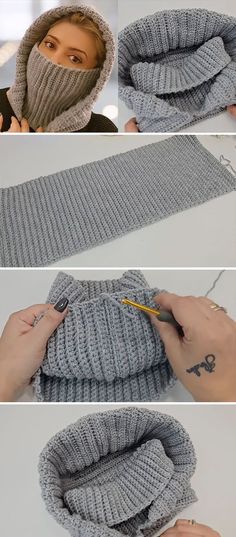 the instructions to make a knitted hat and scarf