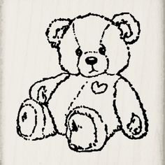 a black and white drawing of a teddy bear