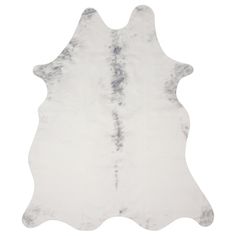 a white and gray cowhide rug on a white background