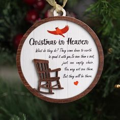 a christmas ornament with a rocking chair and poem