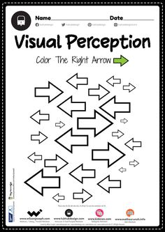 the visual perception color the right arrow worksheet