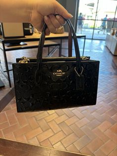 #ad Top Seller for NWT Coach Nina Small Tote Bag In Signature Leather black, Fashion Women's Bags Coach Small Tote Bag, Designer Handbags Black, Purses Black Women, Coach Handbags Aesthetic, Coach Bag Accessories, Coach Mini Tote Bag, Cute Luxury Bags, Coach Mini City Tote, Medium Size Purse