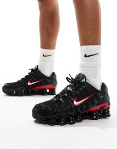 Nike Shox TL sneakers in black and red | ASOS Must Have Sneakers, Nike Shox Tl, Nike Air Max Jordan, Shoes Board, Basket Noir, Nike Branding, Baskets Adidas, Kawaii Shoes, Trainer Heels