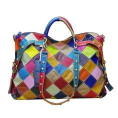 PRICES MAY VARY. ✿ Material: 100% genuine cow leather RANDOM COLOR big tote.Full Unique 3D color stripe stitching design with soft first layer cowhide material.Big tote/handbag with plenty of room.Multicolored yet stylish,detachable shoulder strap. this is a big bag,and Since the quality of the product is very good, the overall size is about 2.2lb. Many thanks~ ✿ Size: Approx: （L）16"*x（W )5.12"x (H) 11.8" / 41*13* 30 cm. Handle drop is 11.8". 4 ways to carry: Handheld / Arm carried / Single Shou Quilted Table Runners Christmas, Purse Design, Simple Fall Outfits, Colorful Handbags, Jeans For Girls, Fashion Purses, Shoes For Summer, Leather Handbags Women, Cute Handbags