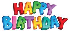 the words happy birthday are made up of multicolored letters on a white background