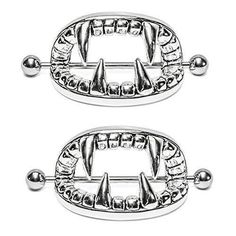 two metal buckles with spikes on them