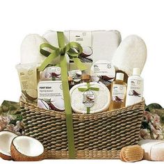 a basket filled with lots of white items