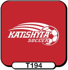 a red square with the words kashya soccer on it and an image of a soccer ball