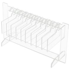 a clear plastic rack with six compartments