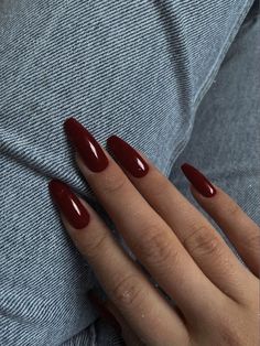 Deep Red Nails, Dark Red Nails, Kutek Disney, Wine Nails, Red Acrylic Nails, Cherry Nails, Nail Colors Winter, Nagel Tips, Smink Inspiration