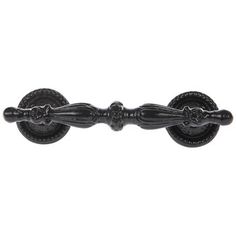 an antique black door handle on a white background with clippings for the handles