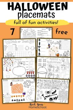 halloween placemats for kids to practice their handwriting and number recognition skills with free printable