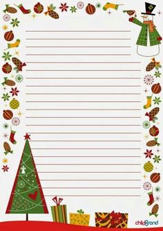 a christmas lined paper with presents on it