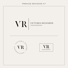 the logo for victoria richard's photography studio, which has been designed in black and white