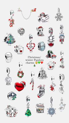 Themed charms for a Pandora bracelet Pandora Winter, Pandora Christmas Charms, Disney Pandora Bracelet, Pandora Summer, Pandora Christmas, Pandora Bracelet Charms Ideas, Girly Christmas Gifts, Pandora Bracelet Designs, Dream Bracelet