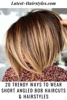 Short Angled Bobs, Short Brunette Hair, Angled Bob Haircuts, Short Hair Highlights, Hair Highlights And Lowlights, Chic Short Hair, Short Brown Hair, Dark Hair With Highlights, Short Hair Balayage