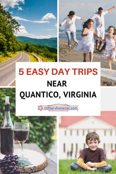 four pictures with the words 5 easy day trips near quantico, virginia