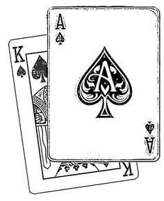 Jack And Ace Card Tattoo, King And Ace Card Tattoo, King Ace Tattoo, Ace Of Spades Card Drawing, Ace And King Tattoo, King Of Spades Tattoo Design, Black Jack Tattoo Playing Cards, Playing Card Tattoo Design, Cards Tattoo Stencil