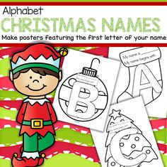 christmas themed alphabet worksheets for kids to practice letter recognition and matching with the elf