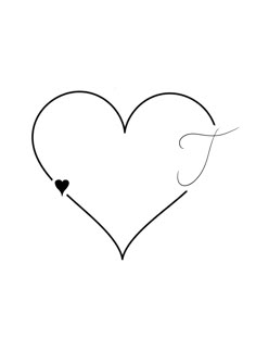 a black and white drawing of a heart with a bird on it's side