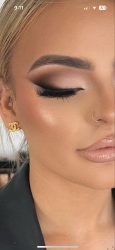 Gala Makeup Looks Smokey Eye, Natural Glam Makeup For Blue Eyes, Makeup With Dusty Blue Dress, Glam Eyeshadow Looks For Blue Eyes, Bride Makeup Ideas Wedding, Formal Makeup For Navy Blue Dress, Prom Makeup For Blue Eyes Blonde Hair Black Dress, Bridal Makeup Dramatic Eyes, Smokey Makeup Blue Eyes