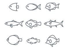 different types of fish line icons set on white background stock photo - budget - free and high quality