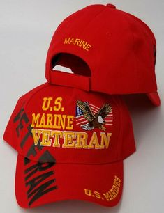 Marine hat, quality embroidery, fits many men and some women with adjustable strap up to about 23 inch heads. Heavy duty construction. Standard length bill. Six panel with structured mid-profile crown for a distinguished appearance. Durable fabric that resists stains and fading.