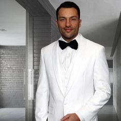 "Men's Slim Fitted Tuxedo - This Tuxedo Is A Modern Cut In A Classic Style. The Fabric Is Smooth And Subtle Fine Wool. It Features A One Button Closure, A Matching Satin Shawl Lapel, And Side Vents. This Comes In A Modern Fit And Includes A Matching Vest And Flat Front Pants." Tuxedo Colors, Button Shawl, Prom Tuxedo, Satin Shawl, Flat Front Pants, Modern Fit, Mens Suits, Blazer Suit, Classic Style