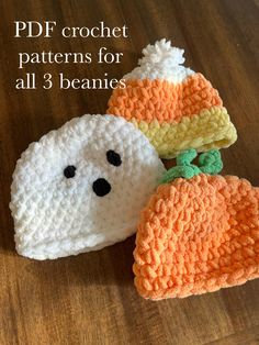 crochet patterns for all 3 beanies