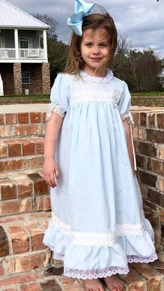 Every little southern belle needs this dress in their closet. Vintage Blue Victorian Dress For Spring, Vintage Blue Victorian Dress With Lace Trim, Blue Vintage Victorian Dress With Lace Trim, Blue Victorian Dress With Lace Trim, Southern Baby Clothes, Preppy Baby Girl, Heirloom Stitching, Outfits Coquette, Preppy Baby