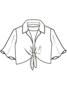 a shirt that is tied up with a tie on the front and chest, drawn in black