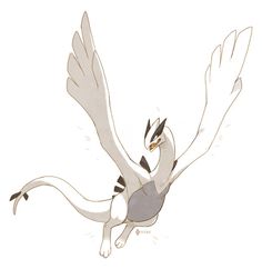 an animated bird flying through the air with its wings spread