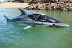 a futuristic vehicle floating in the water