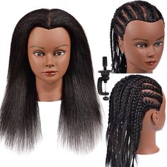 PRICES MAY VARY. 🥰Material:100% real hair,Super Soft Yaki Texture Hair,the hair implanted with higher density.All of the hair has been disinfected. 🥰Mannequin Head Hair Length: Individual Hair Strand:16 inches.Color:#natural black hair. 🥰Mannequin Head Feature:Cosmetology mannequin head with natural hair suitable for washing/conditioning, curling/straightening, bleaching, cutting, braiding and hair-styling and taking state board exam 🥰Perfect Gift: Black Human hair Mannequin Head is an ideal Manikin Head, Hair Implants, Hairdressing Training, Hair Mannequin, Yaki Hair, Routine Tips, Cosmetology School, Mannequin Head, Mannequin Heads