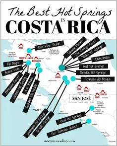 the best hot springs in costa rica map with all its locations and their location names