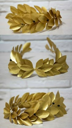 gold leaves are arranged on top of each other