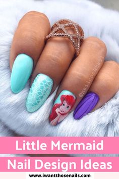 Bring a touch of Disney magic to your fingertips with our Little Mermaid nail designs! Inspired by the iconic Ariel, our collection features a variety of art designs that are perfect for any mermaid lover. Whether you prefer acrylic or gel, our options are sure to make a splash. From seashells to starfish, our designs capture the essence of the sea and the spirit of adventure. So why wait? Dive into the world of Little Mermaid nails today and let your inner princess shine! Mermaid Nails Design, Mermaid Nail Designs, Little Mermaid Nails, Disney Halloween Nails, Disney Christmas Nails, Disney Nail Designs, Mermaid Nail, Nail Designs Ideas, Nails Design Ideas