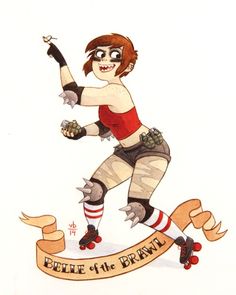 a drawing of a girl on a skateboard with an inscription below her that says, little bit the brawl