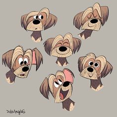 cartoon dogs with different facial expressions