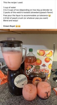 a blender filled with liquid sitting on top of a counter next to other items