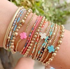 Spring Break Jewelry, Gold Bracelet Stack Aesthetic, E Newton Jewelry, Enewton Stack Ideas, E Newton Bracelets Stack, Enewton Bracelets Stacks Ideas, E Newton Bracelet Stack, Teen Must Haves, Enewton Bracelets Stacks