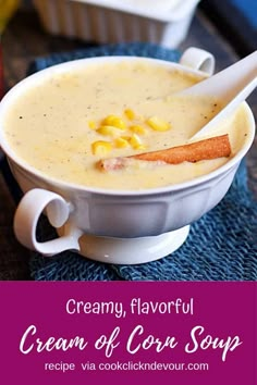 creamy, flavorful cream of corn soup recipe via cookkickkedout com