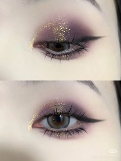 Ethereal Eye Makeup, Ethereal Eyes Palette Looks, Euphoria Makeup Asian Eyes, Eyeshadow Wing, Ethereal Makeup Tutorial, Korean Shimmer Eye Makeup, Douyin Glitter Eye Makeup, Soft Glitter Eye Makeup Korean, Doll Eye Makeup